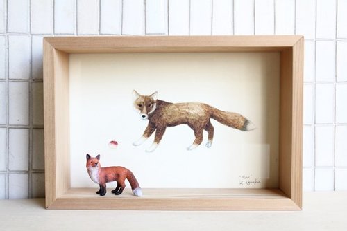 [Painting, animal AnimalPaintingCollection] Framed - Fox / small rectangular