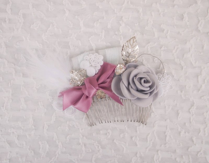 Roses Flower Garden Western-style wedding bride flash diamond bow comb hair accessories wedding tiara