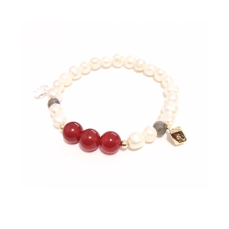 Easter Mood Agate with Pearl Bracelet