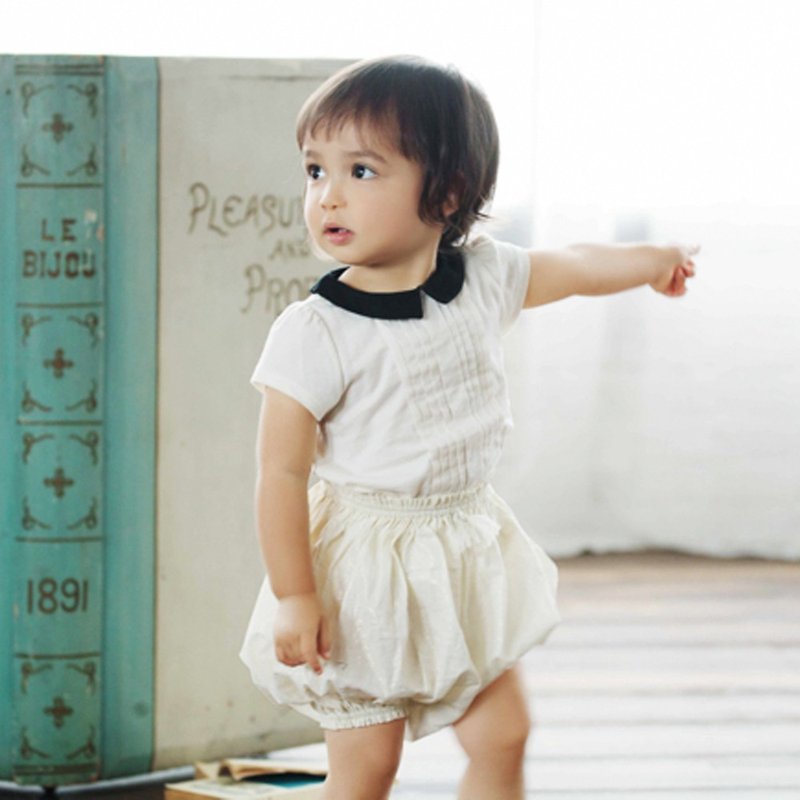 Japan MARLMARL- baby bag fart pants (small white gold)