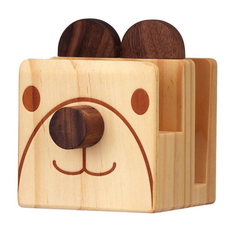 《Foufou》家飾木製品//眼鏡架 手機座 名片座// 手感上市-微笑的熊 - 擺飾/家飾品 - 木頭 卡其色