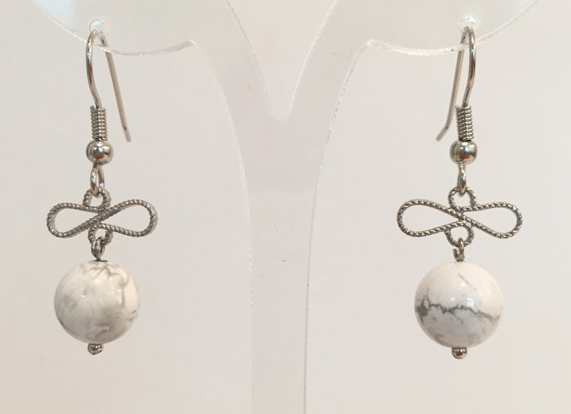 E0320 - own design and manufacture - fashion generous gift of choice - natural stones - white turquoise earrings