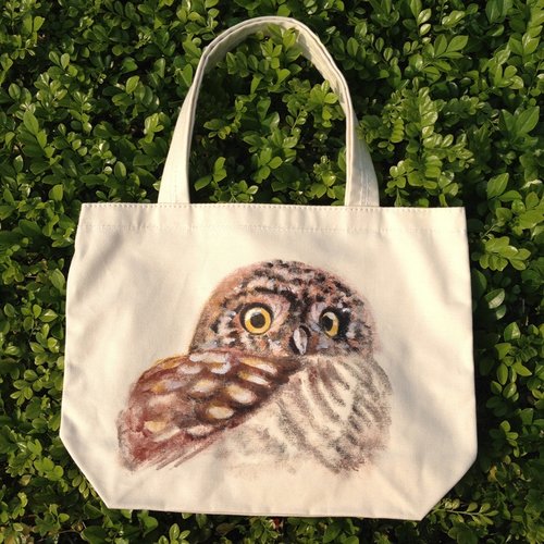 纯手绘猫头鹰帆布袋 le sac hibou v2 #008