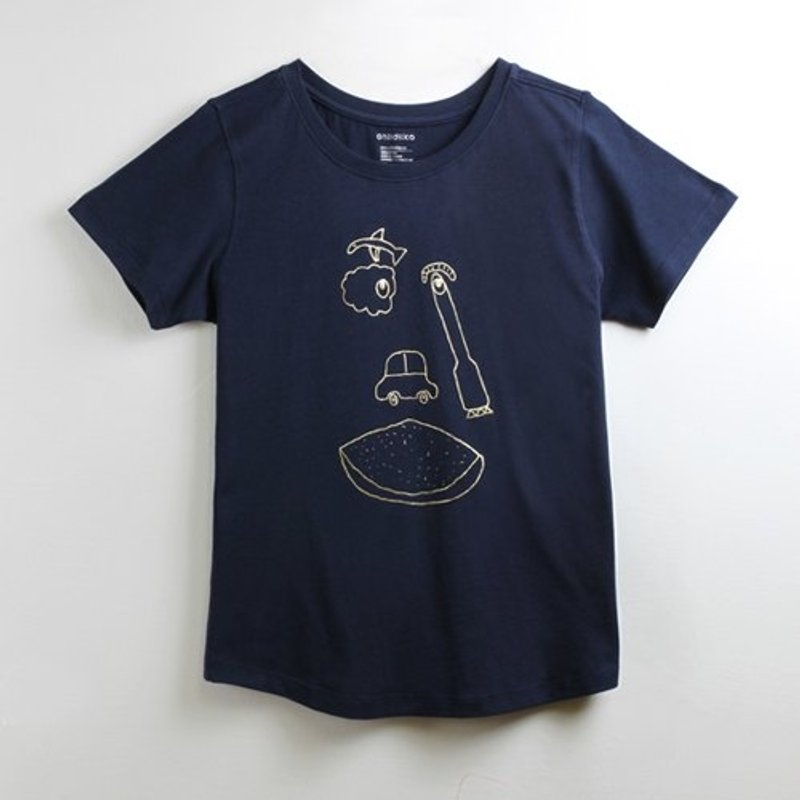 Cotton handmade hot stamping fashion T-shirt female models (family) - childlike funny facial features