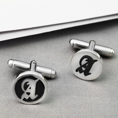 Customized cufflinks name English cufflinks 925 sterling silver cufflinks (inscribed or engraved models can be selected)-ART64