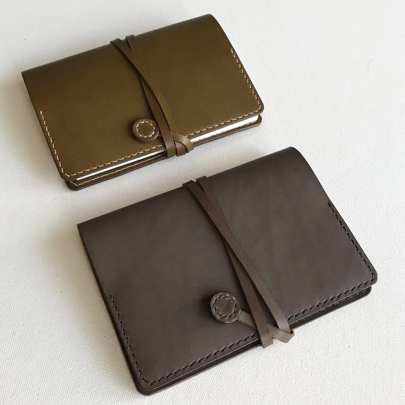 翡冷翠II A6筆記本皮革書衣 /手帳/書套/ - 灰陶色/橄欖油綠 - 筆記本/手帳 - 真皮 綠色