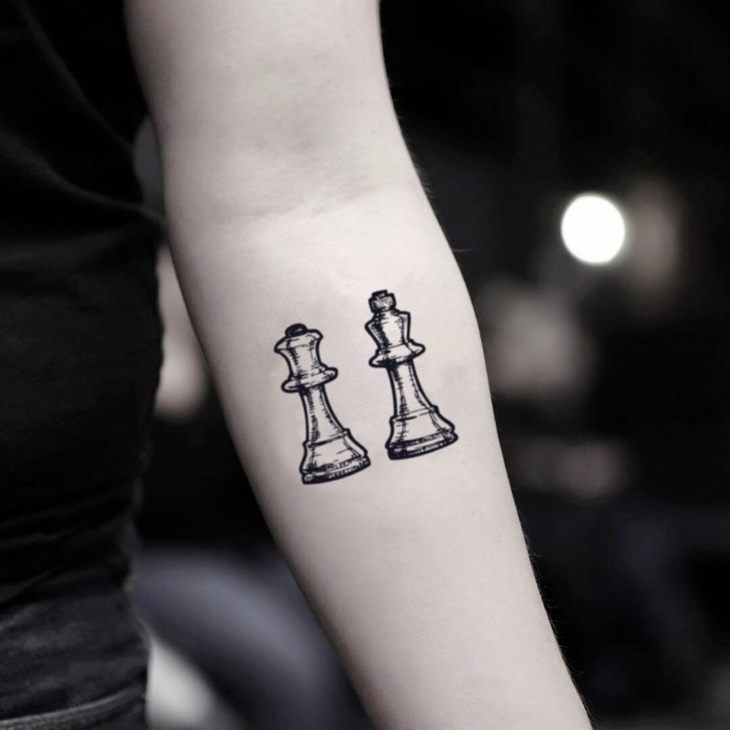 Chess Piece Temporary Fake Tattoo Sticker (Set of 2) - OhMyTat