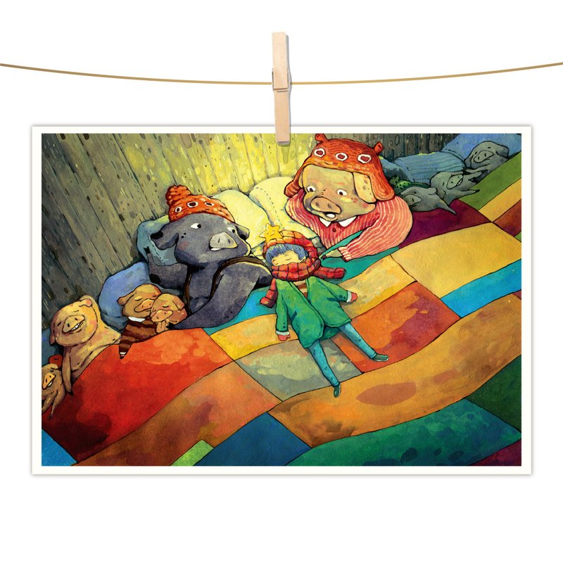 afu watercolor illustration postcards - a small universe