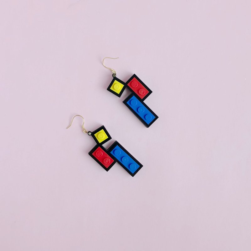 Color matching Mondrian LEGO earrings