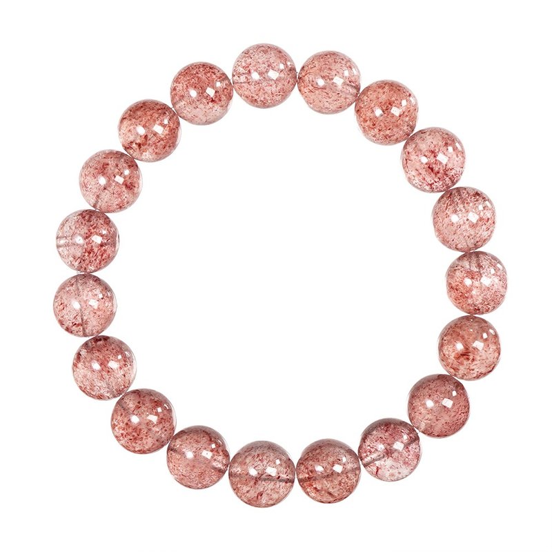 【正佳珠寶】草莓晶 高品白淨透體草莓晶 9.8-10.3mm 草莓晶手珠 - 手鍊/手環 - 半寶石 多色