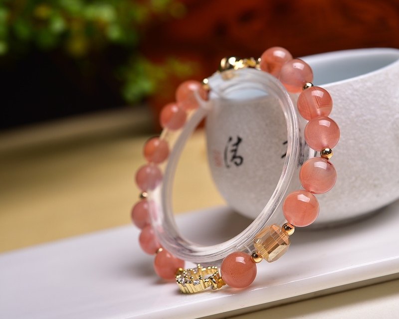 純天然南紅瑪瑙圓珠單圈手鏈 珠經8mm 時尚百搭 誰戴誰美 - 手鍊/手環 - 水晶