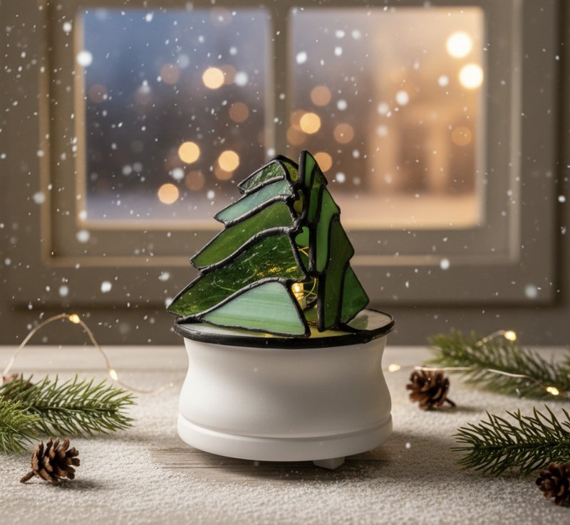 玻璃森林 | 聖誕樹造型旋轉音樂盒 - 擺飾/家飾品 - 玻璃 多色