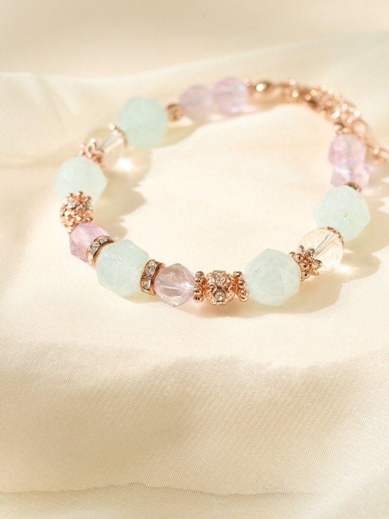 海藍寶/薰衣草晶 天然水晶手鏈療癒舒壓提升自信 - 手鍊/手環 - 水晶 藍色