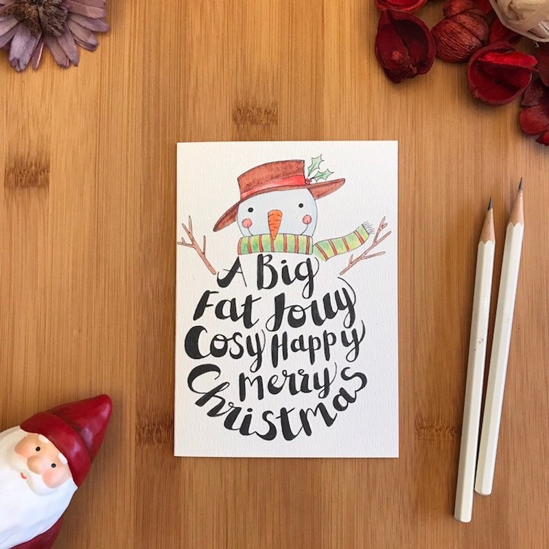 BIG FAT CHRISTMAS Christmas card hand-painted illustration of environmentally friendly paper imported cards C115