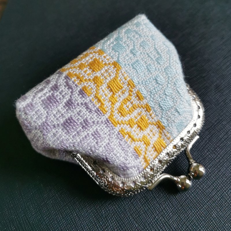 CaCa Crafts |【CaCa の手織布】手織古典歐風口金包 - 錢包/皮夾/長短夾 - 棉.麻 多色