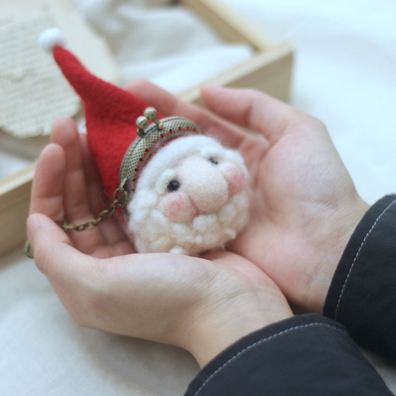 羊毛氈【聖誕限定】迷你聖誕口金包 - 皮件/皮革 - 羊毛