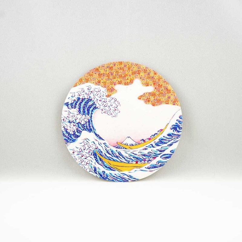 ai sayama 美濃燒珪藻土吸水杯墊 富嶽三十六景 神奈川沖猫之浪裏 - 杯墊 - 其他材質
