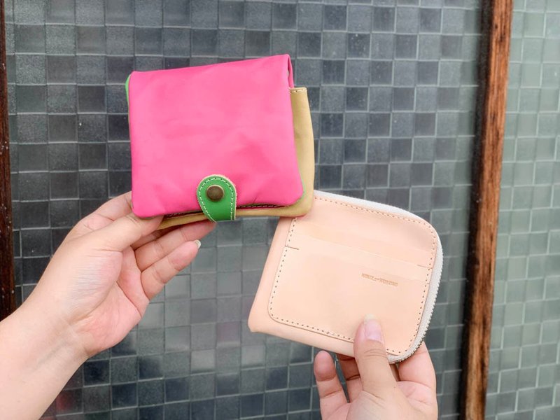 H-PLUMP 春のお花畑乙女MIX ハーフプランプ財布 取り出すスリム HPW-PGOP-WWW-W - 錢包/皮夾/長短夾 - 真皮 粉紅色