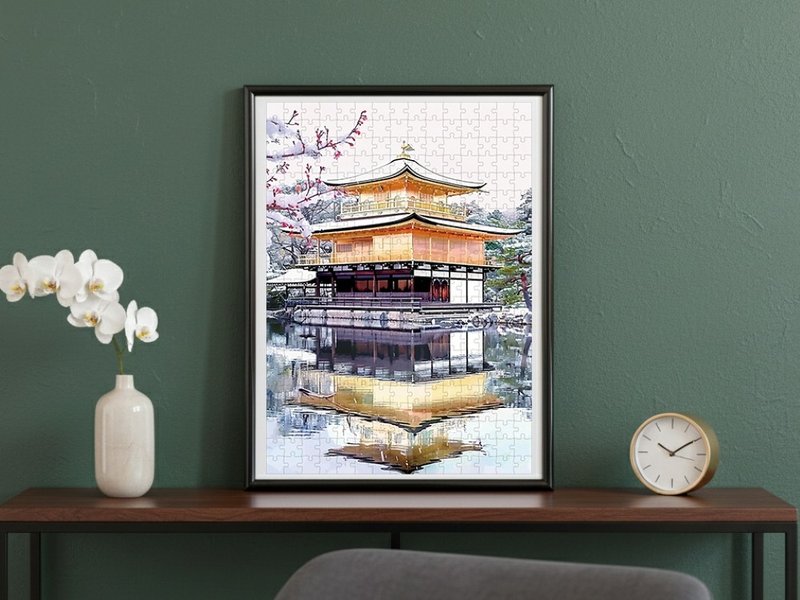 日本製手工拼圖・金閣寺、京都・日本風景・送禮、擺設 - 卡片/明信片 - 紙