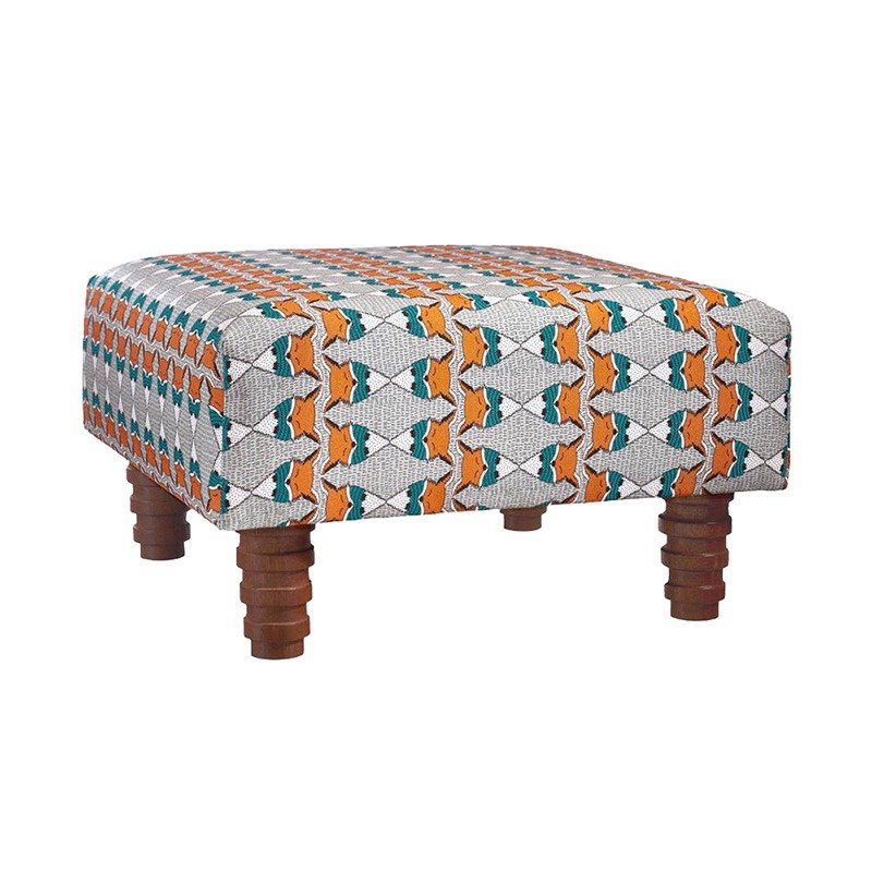 Scottish fox funnel square chair / footstool - gray green