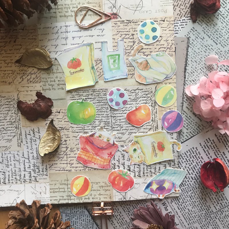 小袋貓的日常貼紙包 - 貼紙 - 紙 多色