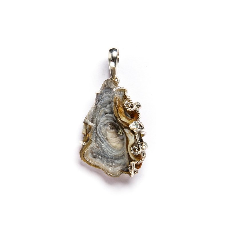 Original ore design||Homhil||925 sterling silver agate crystal cluster ore pendant