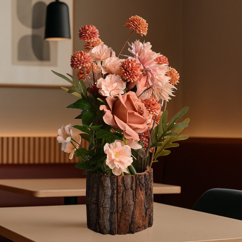 【Meric Garden】琥珀年華 焦糖玫瑰仿真花藝 - 乾燥花/永生花 - 其他人造纖維 橘色