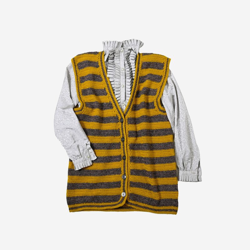 【蛋植物古著】蜜蜂花巢針織古著背心 - 女毛衣/針織衫 - 其他人造纖維