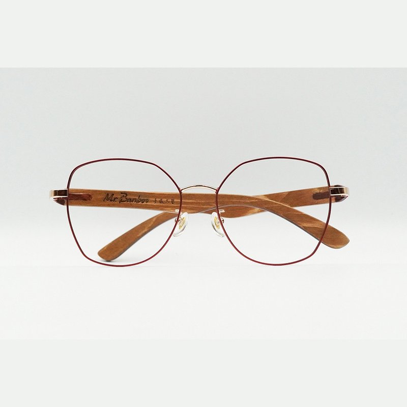 大女王 -大QQ5 queen size 紅金木 Mr.Banboo台灣手工眼鏡 - 眼鏡/鏡框 - 木頭