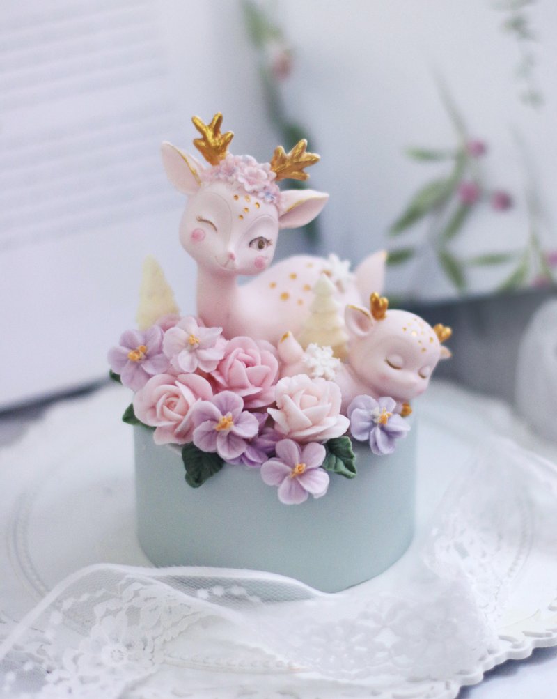 Christmas Elk Flower Candle-With Plaster Tray