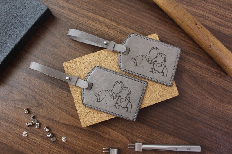 經典款行李牌 姓名吊牌 / 人像畫 / 顏似繪 / 皮革 - 行李吊牌 - 真皮