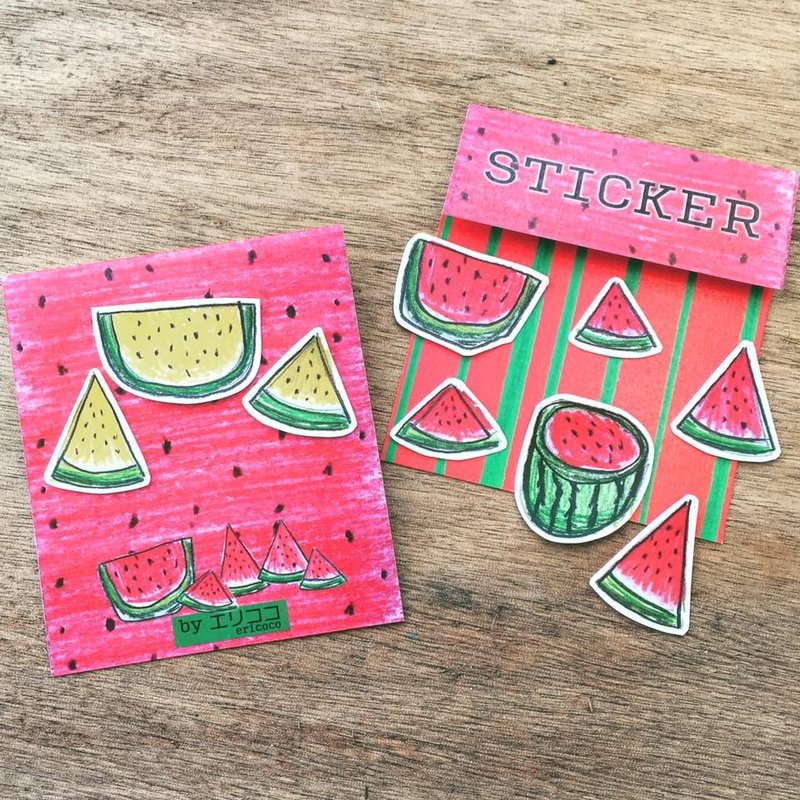 Red with yellow watermelon sticker group