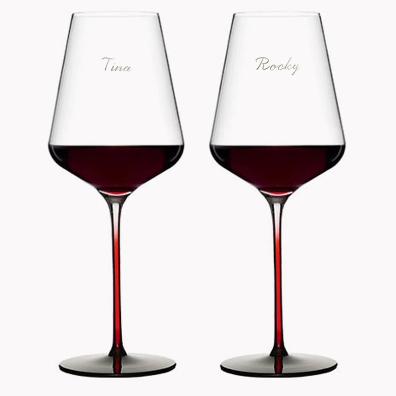 (一對價) 645cc 愛戀緋紅水晶紅酒對杯 婚禮刻字酒杯客製送禮 紅 - 酒杯/酒器 - 玻璃 紅色