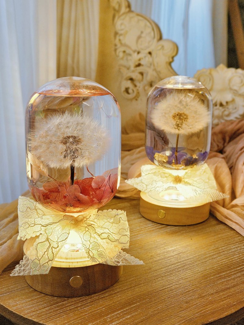永生花【蒲公英浮游花夜燈】可客製花色 生日禮物 情人節禮物 - 乾燥花/永生花 - 植物.花