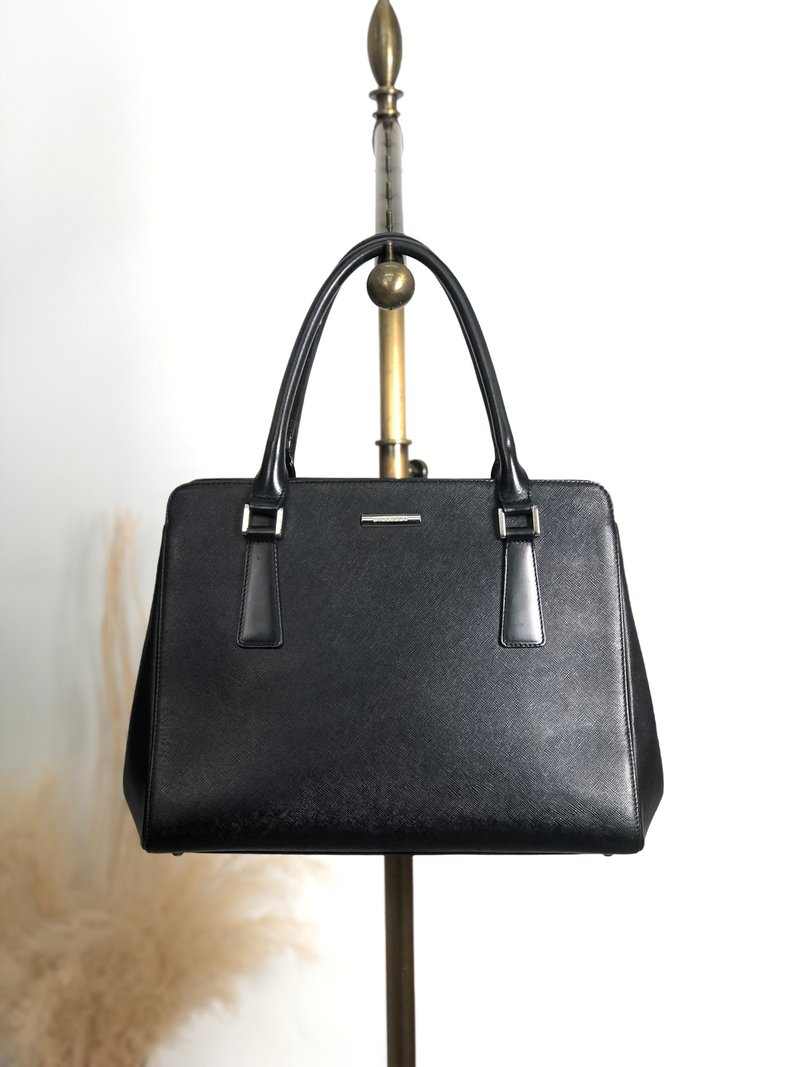 【 日本直送 名牌中古包 】BURBERRY バーバリー ハンドバッグ ブラック ロゴ レザー 型押し vintage ヴィンテージ オールド jieesi - 手提包/手提袋 - 真皮 黑色