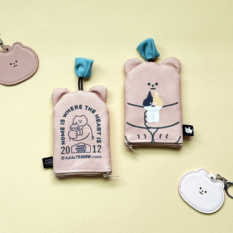 Furry Zoo 動物造型鑰匙包 收納包 Shadow熊 - 錢包/皮夾/長短夾 - 聚酯纖維 咖啡色