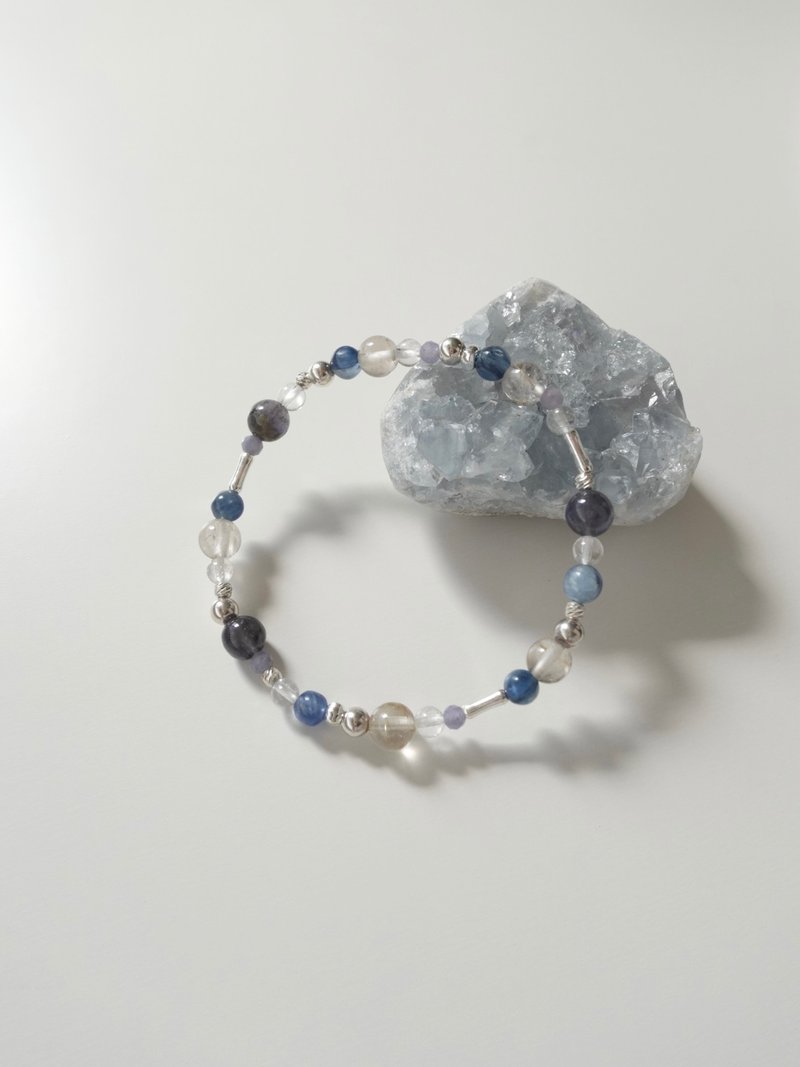 藍夢光影/堇青石 藍晶石 金髮晶 白水晶 坦桑石/水晶手鍊 客製化 - 手鍊/手環 - 水晶 藍色