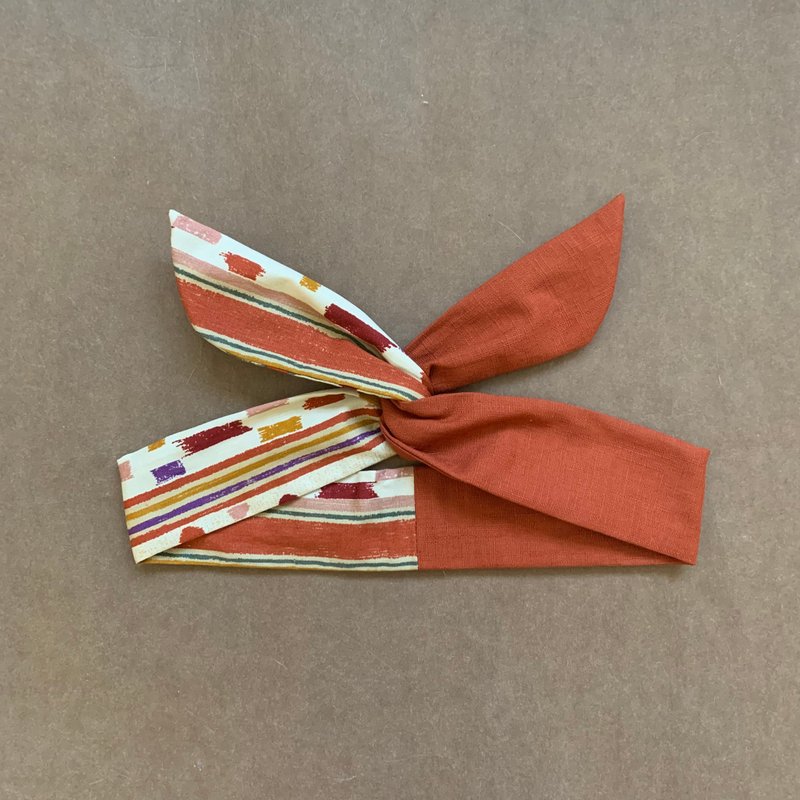 島森家 / 鋁線髮帶 / 美術館 - 髮夾/髮圈 - 棉.麻 橘色