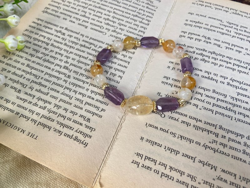 黃水晶/紫水晶/黃金膠花/奶蓋黃水晶 - 手鍊/手環 - 水晶 多色