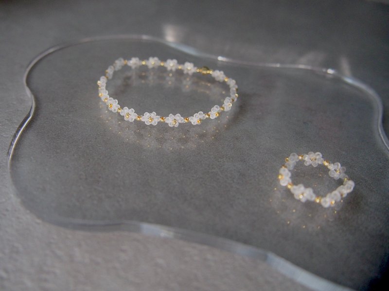 【セット】 ビーズブレスレットとビーズリング  clear gold  マグネット着脱 韓国 - 手鍊/手環 - 其他材質 金色