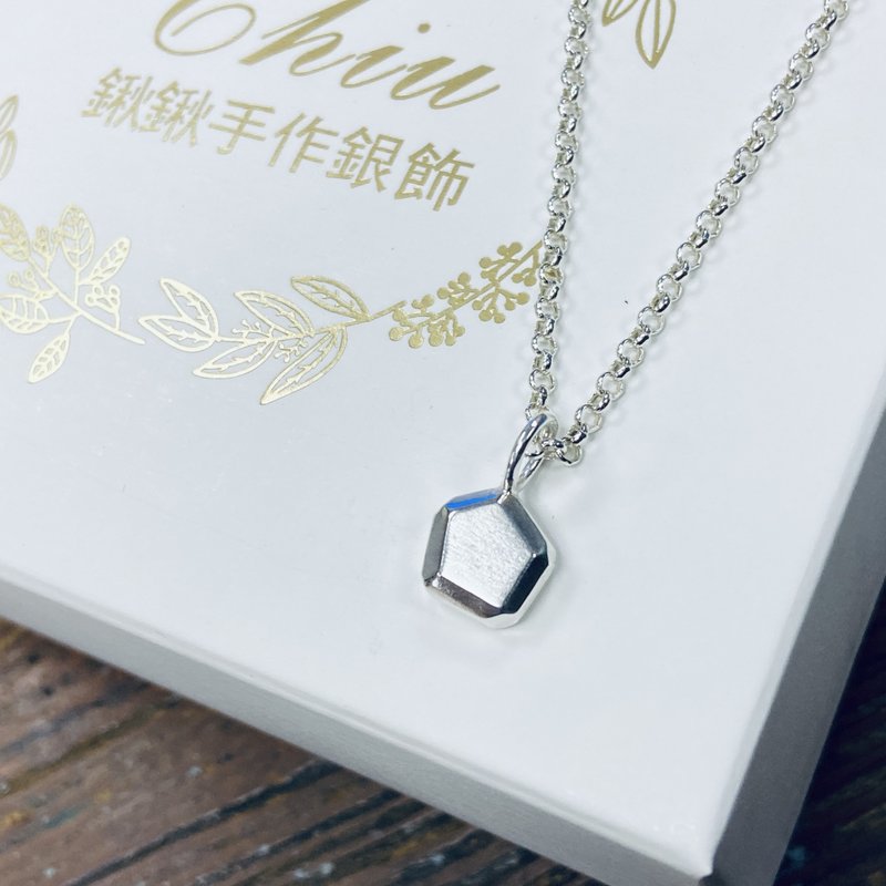 純銀 五邊形 五角形 不規則 項鍊 客製化姓名 S352 - 項鍊 - 純銀 銀色