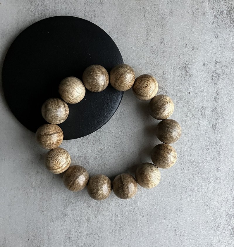 【圓珠重油款】野生達拉干沉香單圈手串16mm(20-22g) - 手鍊/手環 - 木頭