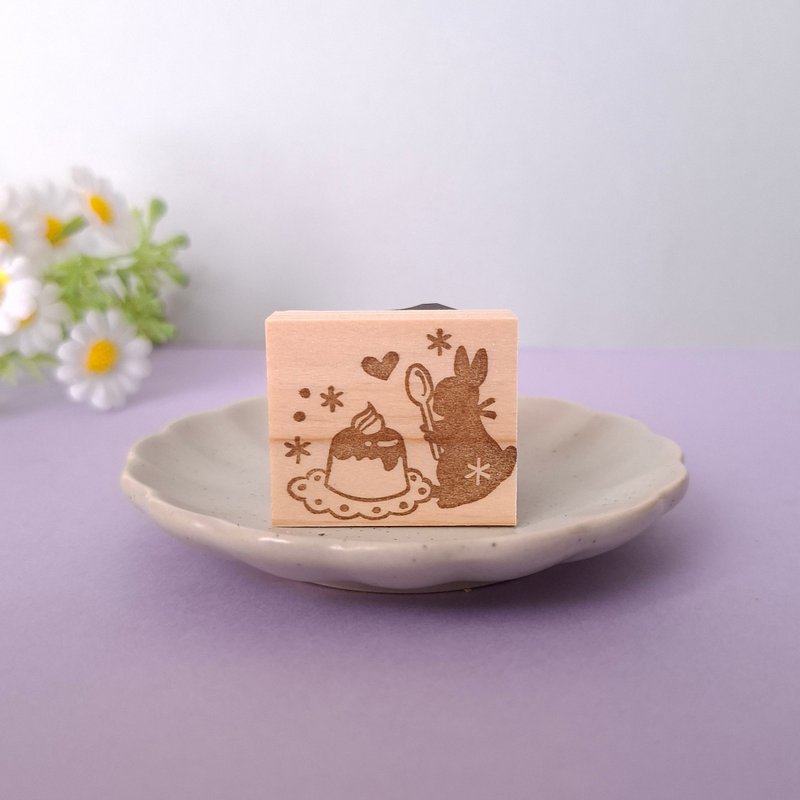 プリンとうさぎ はんこ スタンプ スイーツ - 印章/印台 - 橡膠 透明