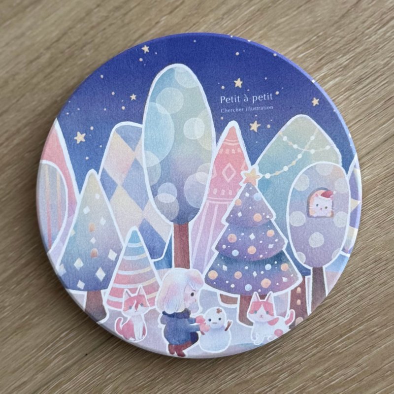 【現+預】雪地裡的禮物陶瓷吸水杯墊-Petit à petit系列 - 杯墊 - 陶 多色