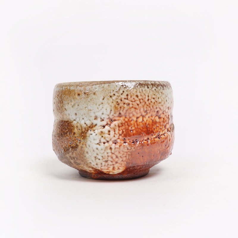明芽窯 l 日式柴燒縮志野茶碗 陶器 陶藝品 茶具 H6 - 茶壺/茶杯/茶具 - 陶 橘色