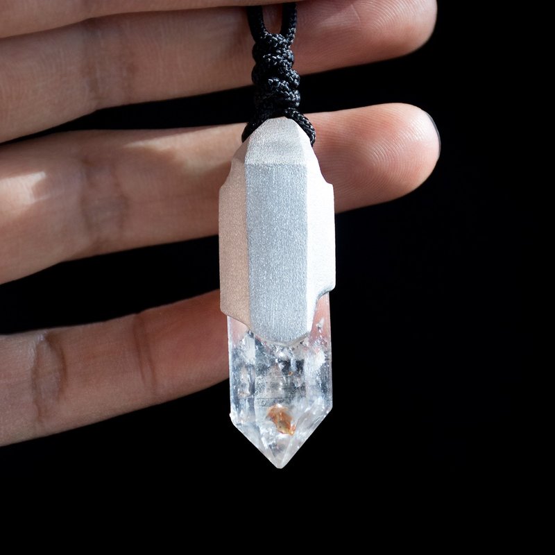 原創設計  白水晶原石吊墜 - 吊飾/掛飾 - 水晶 銀色