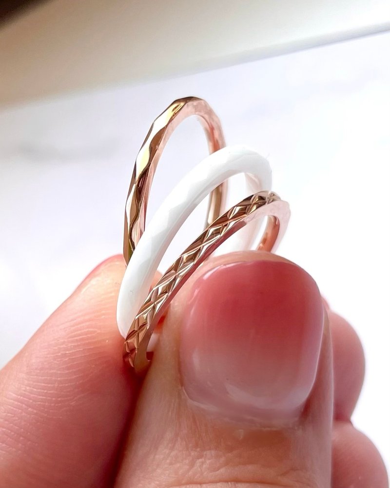 3本セット/華奢で可愛い Rose gold リング 指輪  / 金属アレルギー対応 戒指 防過敏 - 戒指 - 不鏽鋼 金色