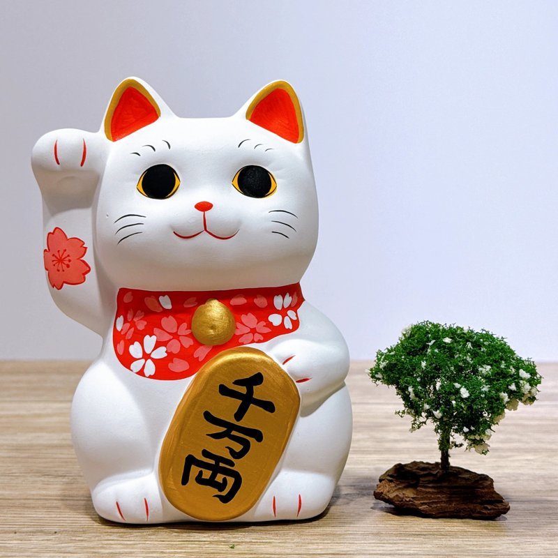 【櫻福招財】日本谷中堂招財貓 | 白櫻 - 擺飾/家飾品 - 瓷 白色