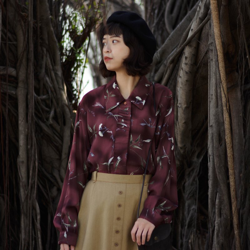 馨馨 |  古着長袖襯衫 - 女襯衫 - 其他材質 紅色