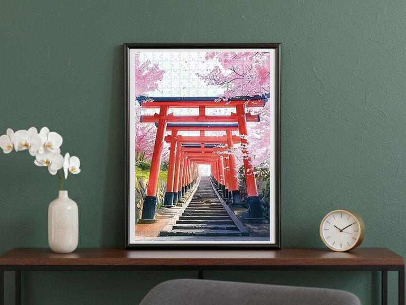 日本製手工拼圖・伏見稻荷大社、京都・日本風景・送禮、擺設 - 卡片/明信片 - 紙